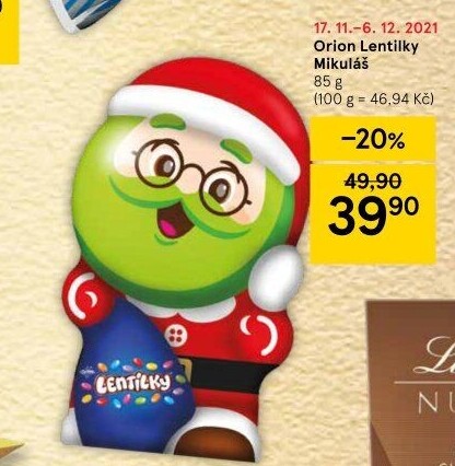 Čokoládový Mikuláš s lentilkami Orion