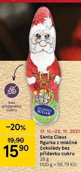 Čokoládový Santa Claus bez cukru