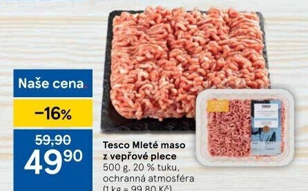 Maso mleté vepřové z plece Tesco