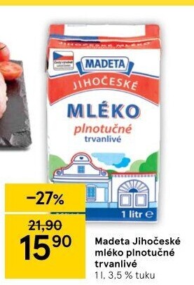 Mléko trvanlivé Jihočeské Madeta - 3,5% plnotučné
