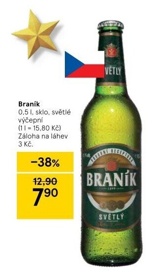 Pivo světlé výčepní 10° Braník
