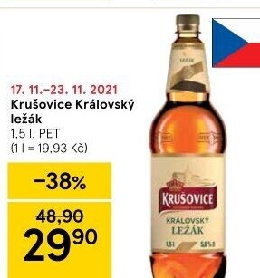 Pivo světlý ležák Královská 12° Krušovice