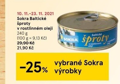 Šproty baltické v oleji Sokra