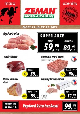akční leták ZEMAN maso - uzeniny 22.11.2021-27.11.2021