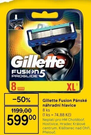 Náhradní hlavice pánské Gillette Fusion