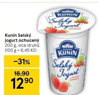 Ochucený jogurt selský Kunín