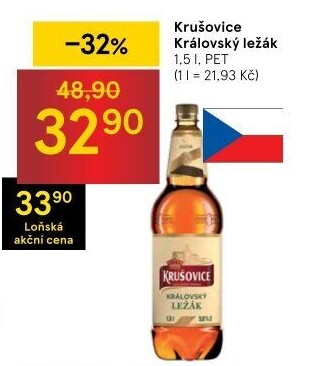 Pivo světlý ležák Královská 12° Krušovice