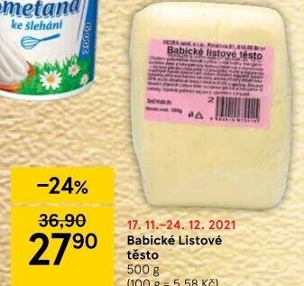 Těsto listové babické Šetra