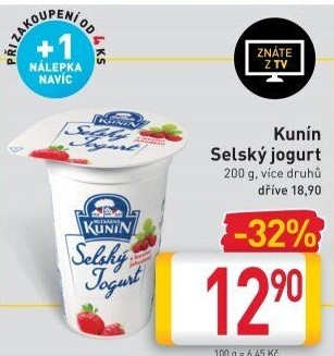Ochucený jogurt selský Kunín