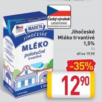 Mléko trvanlivé Jihočeské Madeta - 1,5% polotučné