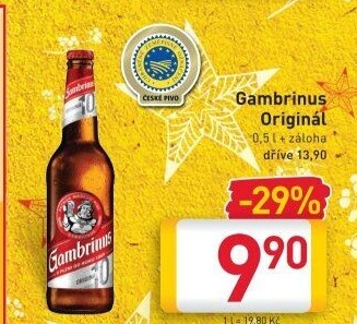 Pivo světlé výčepní Originál 10° Gambrinus