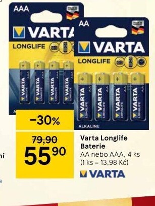Baterie alkalické Longlife Varta