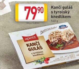 Guláš kančí s knedlíkem Apetit