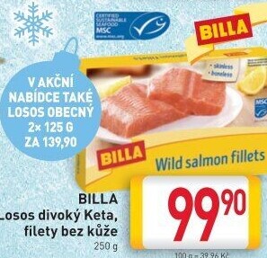 Losos divoký Keta filety mražený Billa