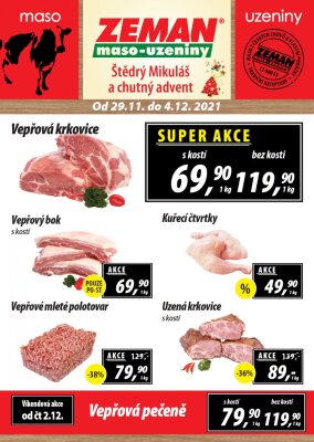 akční leták ZEMAN maso - uzeniny 29.11.2021-4.12.2021