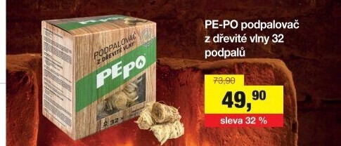 Podpalovač z dřevité vlny Pe-po