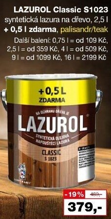 Lazura na dřevo Classic Lazurol