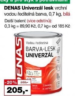 Vodou ředitelná vrchní barva Denas Uni Lesk