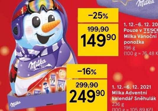 Adventní kalendář Milka