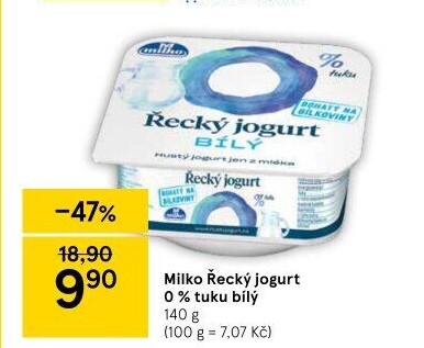 Bílý jogurt řecký 0% Milko