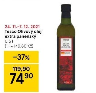 Olivový olej extra panenský Tesco