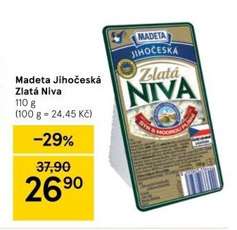 Sýr Niva zlatá Jihočeská 60% Madeta