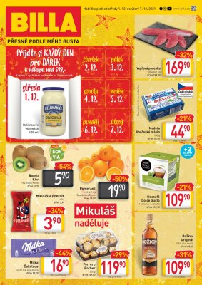 akční leták BILLA 1.12.2021-7.12.2021