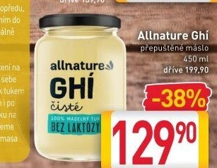 Přepuštěné máslo Ghí Allnature