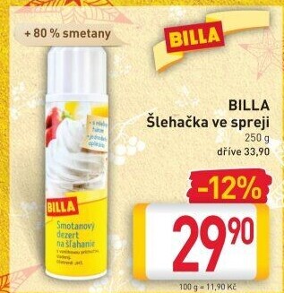 Šlehačka ve spreji Billa