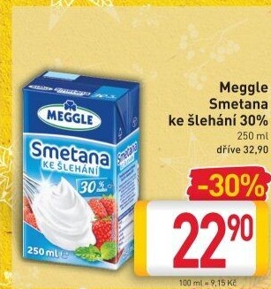 Smetana ke šlehání trvanlivá Meggle 30%