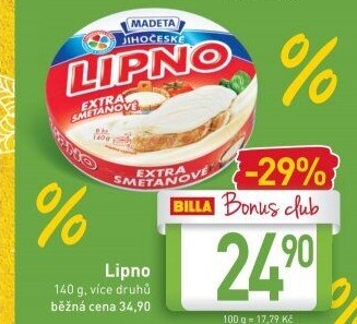 Tavený sýr Jihočeské Lipno Madeta