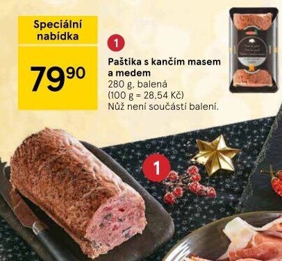 Paštika z kančího mase s medem a rozinkami Sanpareil