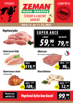 akční leták ZEMAN maso - uzeniny 6.12.2021-11.12.2021
