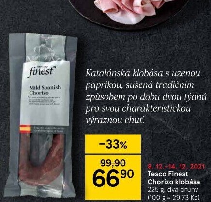 Klobása Chorizo Tesco Finest