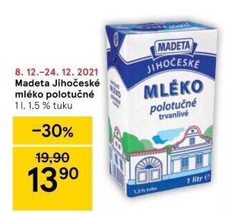 Mléko trvanlivé Jihočeské Madeta - 1,5% polotučné