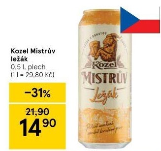 Pivo Mistrův světlý ležák Velkopopovický Kozel