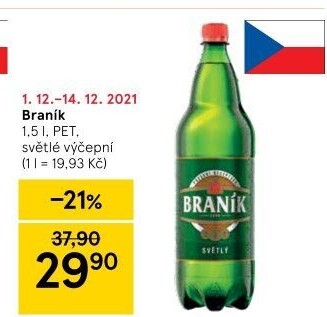 Pivo světlé výčepní 10° Braník