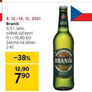 Pivo světlé výčepní 10° Braník