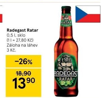 Pivo světlé výčepní 10° Ratar Radegast