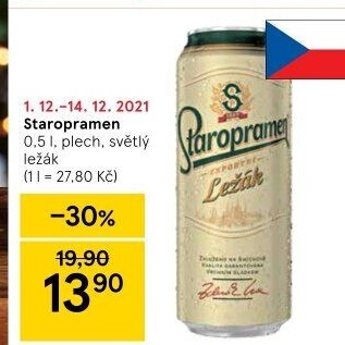 Pivo světlý ležák Staropramen