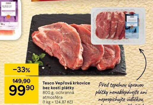 Vepřová krkovice bez kosti Tesco