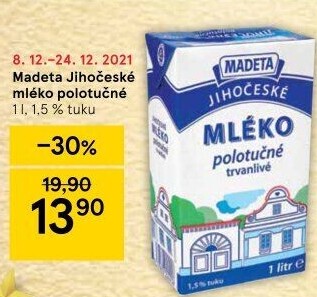 Mléko trvanlivé Jihočeské Madeta - 1,5% polotučné