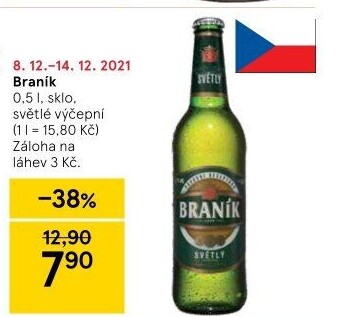 Pivo světlé výčepní 10° Braník