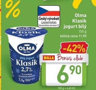 Bílý jogurt Klasik Olma