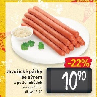 Párky javořické se sýrem
