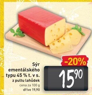 Sýr ementálského typu 45%