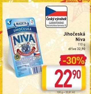 Sýr Niva Jihočeská 50% Madeta