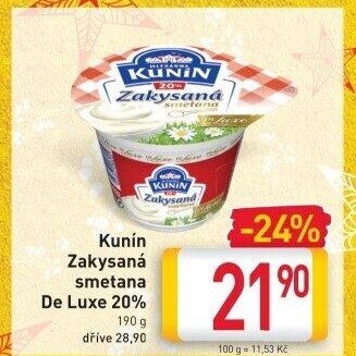Zakysaná smetana de luxe Kunín 20%
