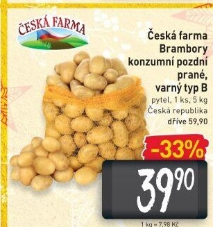 Brambory konzumní pozdní Česká farma