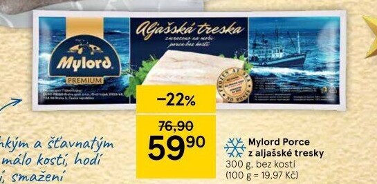 Aljašská treska filé pro děti mražené Premium Mylord